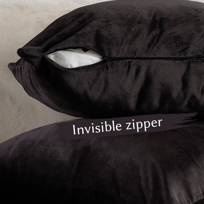 Matte Velvet Cushion Covers Set of 2 Hidden Zipper - Dark Chocolate