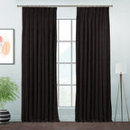Matte Velvet Pinch Pleated Curtain Single Panel - Dark Chocolate