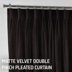 Matte Velvet Pinch Pleated Curtain Single Panel - Dark Chocolate