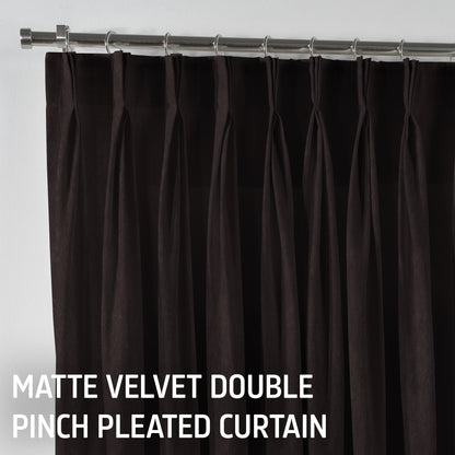 Matte Velvet Pinch Pleated Curtain Single Panel - Dark Chocolate