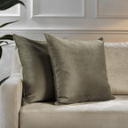 Matte Velvet Cushion Covers Set of 2 Hidden Zipper - Khaki Green