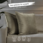 Matte Velvet Cushion Covers Set of 2 Hidden Zipper - Khaki Green
