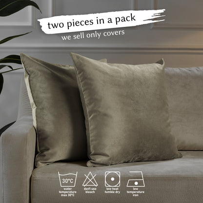 Matte Velvet Cushion Covers Set of 2 Hidden Zipper - Khaki Green