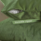 Matte Velvet Cushion Covers Set of 2 Hidden Zipper - Olivine