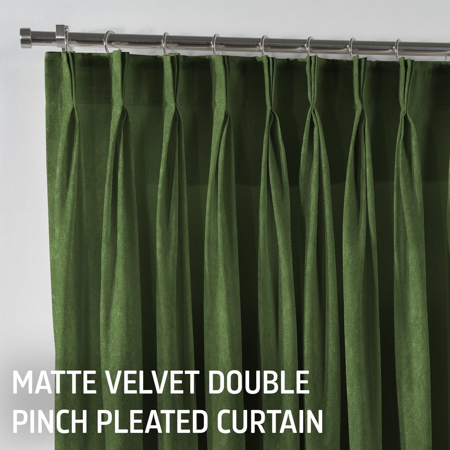 Matte Velvet Pinch Pleated Curtain Single Panel - Olivine