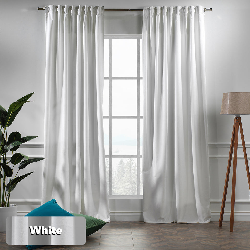 Matte Velvet Curtain Single Panel - White