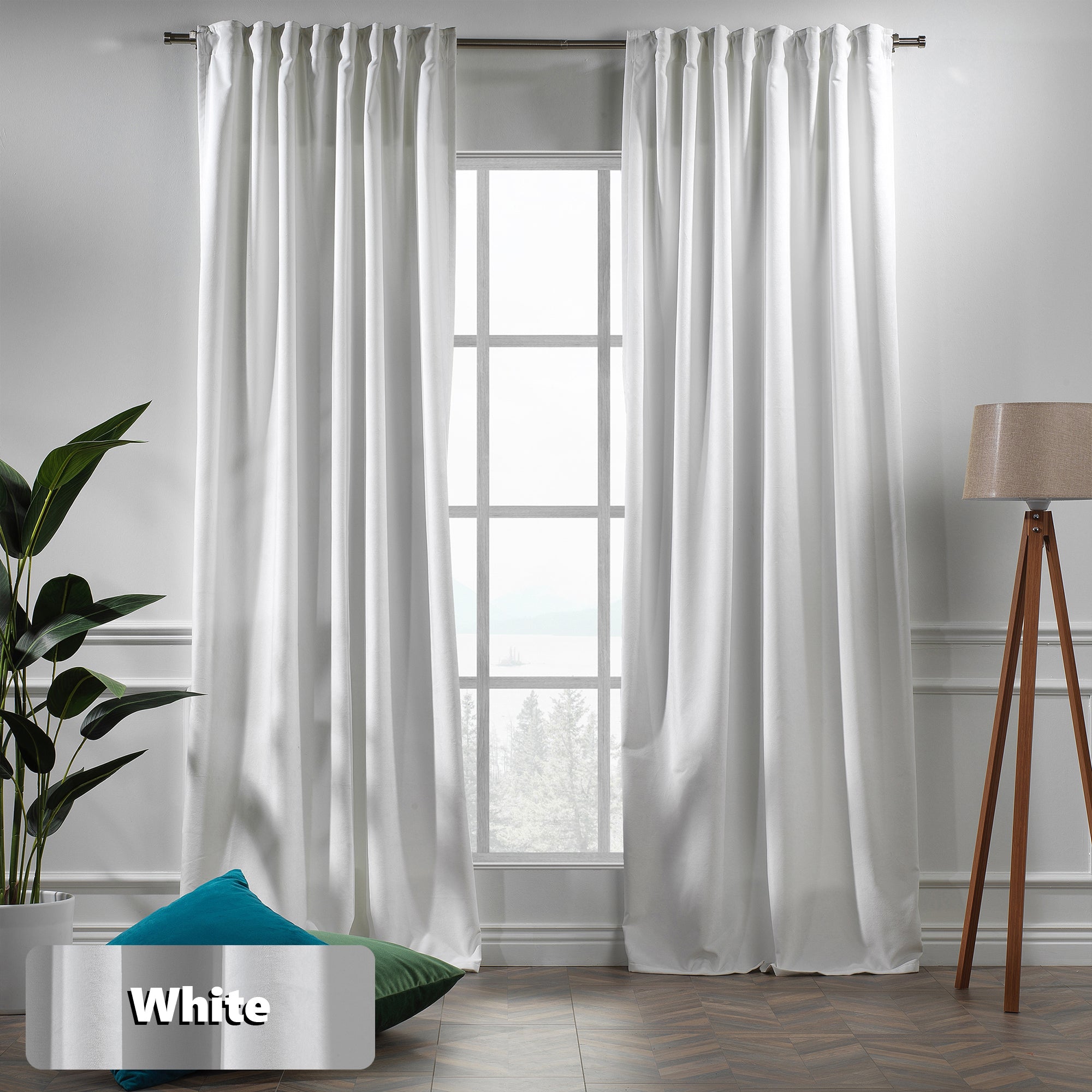 Matte Velvet Curtain Single Panel - White