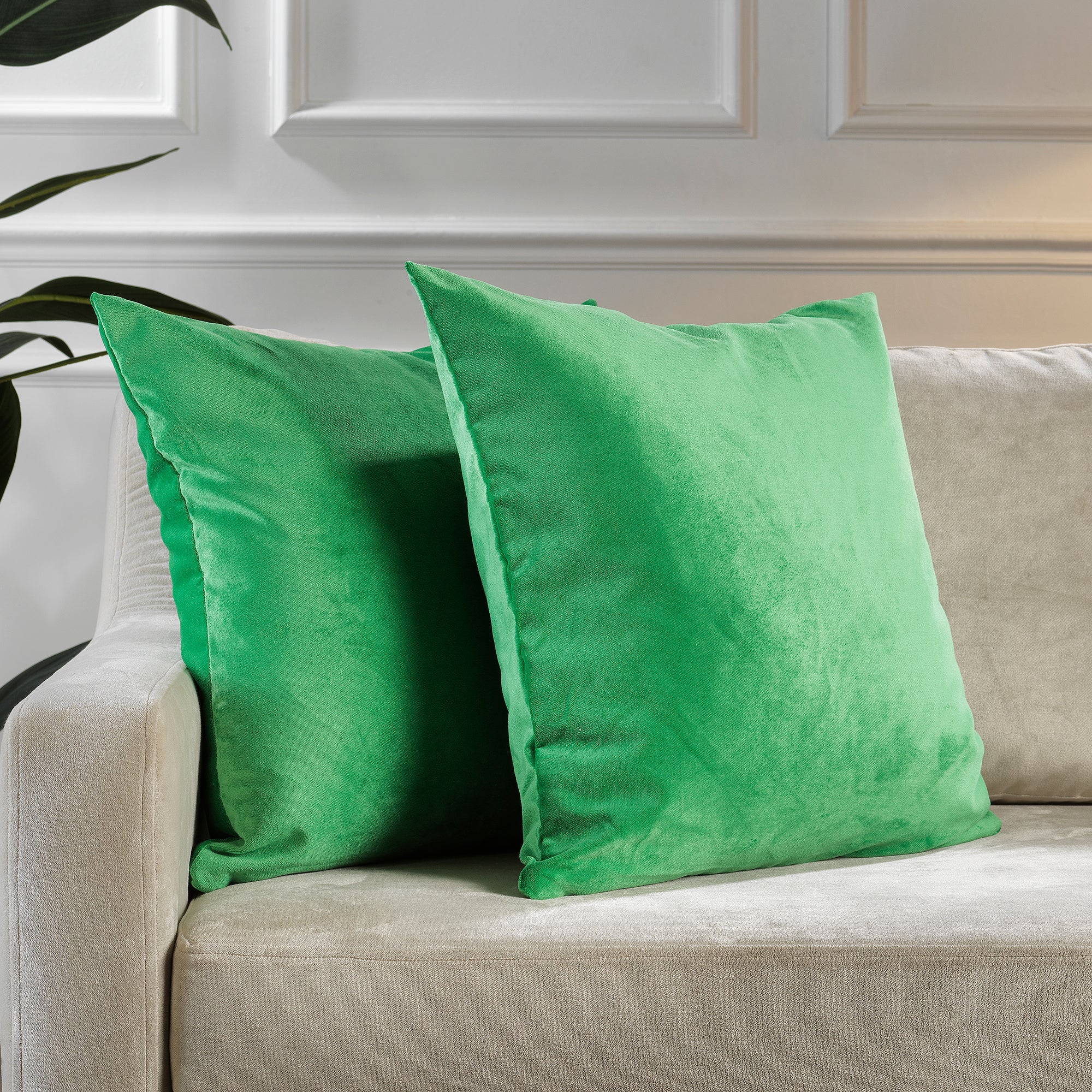 Matte Velvet Cushion Covers Set of 2 Hidden Zipper - Spring Green
