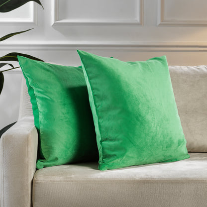 Matte Velvet Cushion Covers Set of 2 Hidden Zipper - Spring Green
