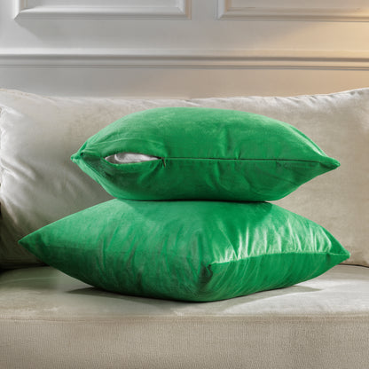 Matte Velvet Cushion Covers Set of 2 Hidden Zipper - Spring Green