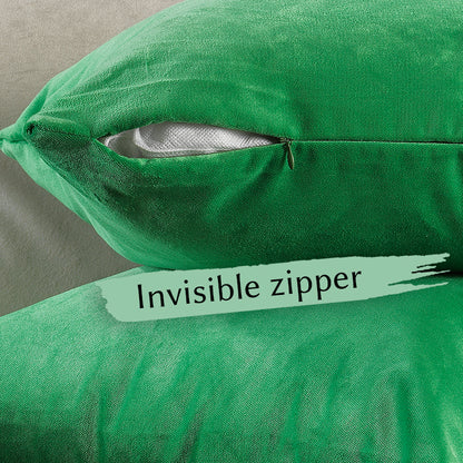 Matte Velvet Cushion Covers Set of 2 Hidden Zipper - Spring Green