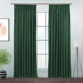 Matte Velvet Pinch Pleated Curtain Single Panel - Bottle Green