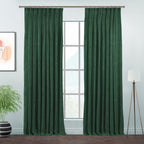 Matte Velvet Pinch Pleated Curtain Single Panel - Bottle Green