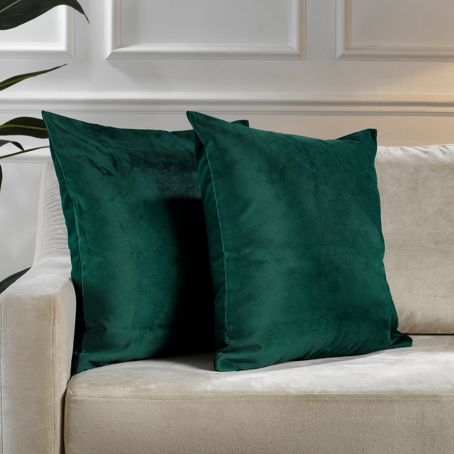 Matte Velvet Cushion Covers Set of 2 Hidden Zipper - Deep Jungle