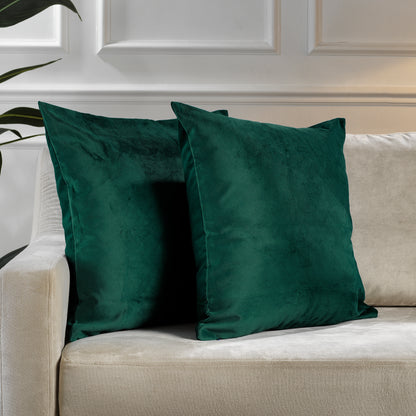 Matte Velvet Cushion Covers Set of 2 Hidden Zipper - Deep Jungle