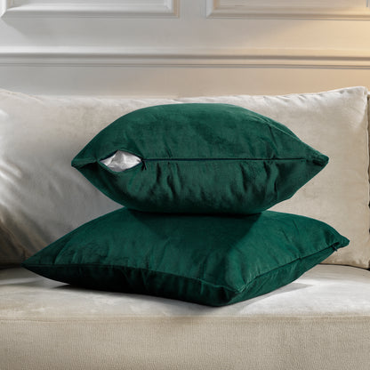 Matte Velvet Cushion Covers Set of 2 Hidden Zipper - Deep Jungle