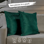 Matte Velvet Cushion Covers Set of 2 Hidden Zipper - Deep Jungle