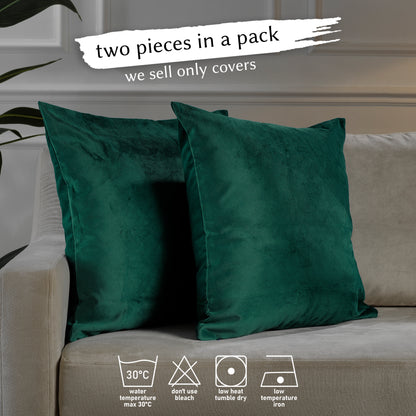 Matte Velvet Cushion Covers Set of 2 Hidden Zipper - Deep Jungle