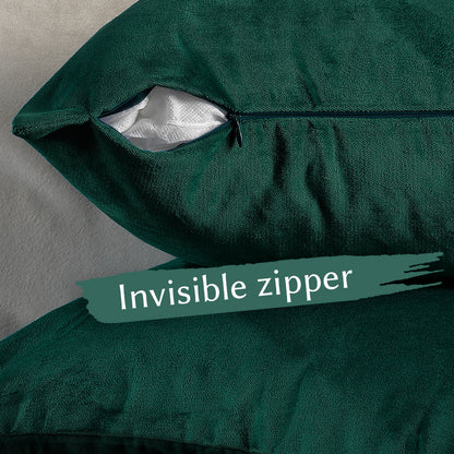 Matte Velvet Cushion Covers Set of 2 Hidden Zipper - Deep Jungle