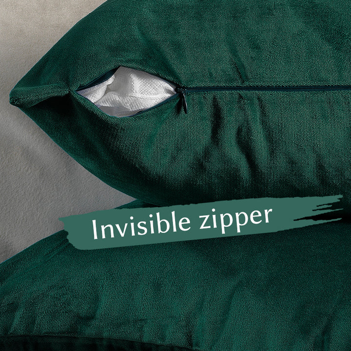 Matte Velvet Cushion Covers Set of 2 Hidden Zipper - Deep Jungle