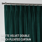 Matte Velvet Pinch Pleated Curtain Single Panel - Deep Jungle