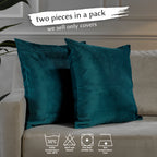 Matte Velvet Cushion Covers Set of 2 Hidden Zipper - Midnight Green