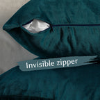 Matte Velvet Cushion Covers Set of 2 Hidden Zipper - Midnight Green