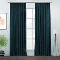 Matte Velvet Pinch Pleated Curtain Single Panel - Midnight Green