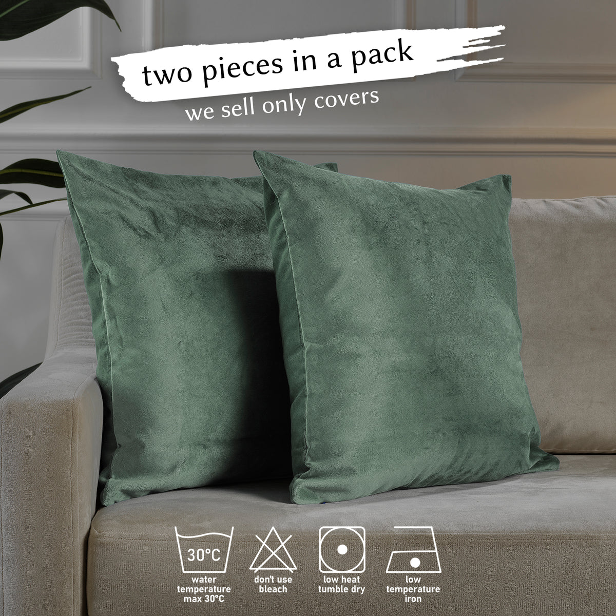 Matte Velvet Cushion Covers Set of 2 Hidden Zipper - Xanadu