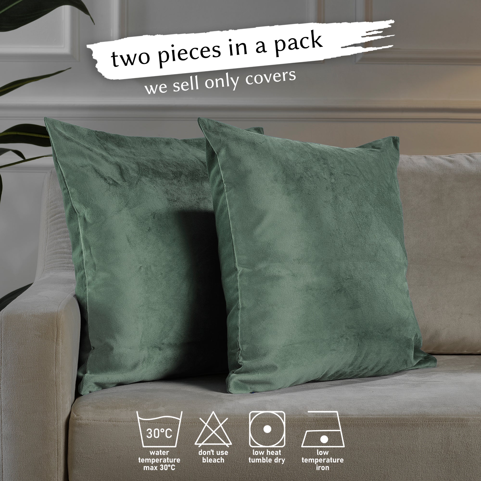 Matte Velvet Cushion Covers Set of 2 Hidden Zipper - Xanadu