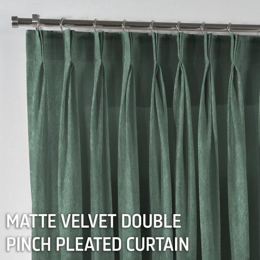 Matte Velvet Pinch Pleated Curtain Single Panel - Xanadu