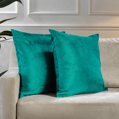 Matte Velvet Cushion Covers Set of 2 Hidden Zipper - Turquoise