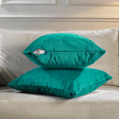 Matte Velvet Cushion Covers Set of 2 Hidden Zipper - Turquoise