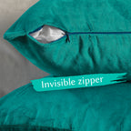 Matte Velvet Cushion Covers Set of 2 Hidden Zipper - Turquoise
