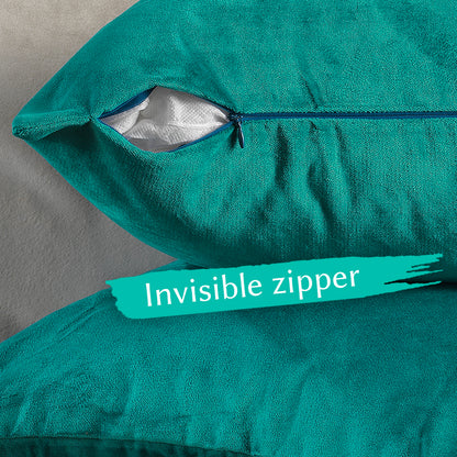 Matte Velvet Cushion Covers Set of 2 Hidden Zipper - Turquoise
