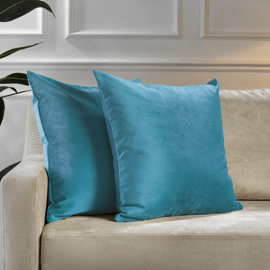 Matte Velvet Cushion Covers Set of 2 Hidden Zipper - Sky Blue