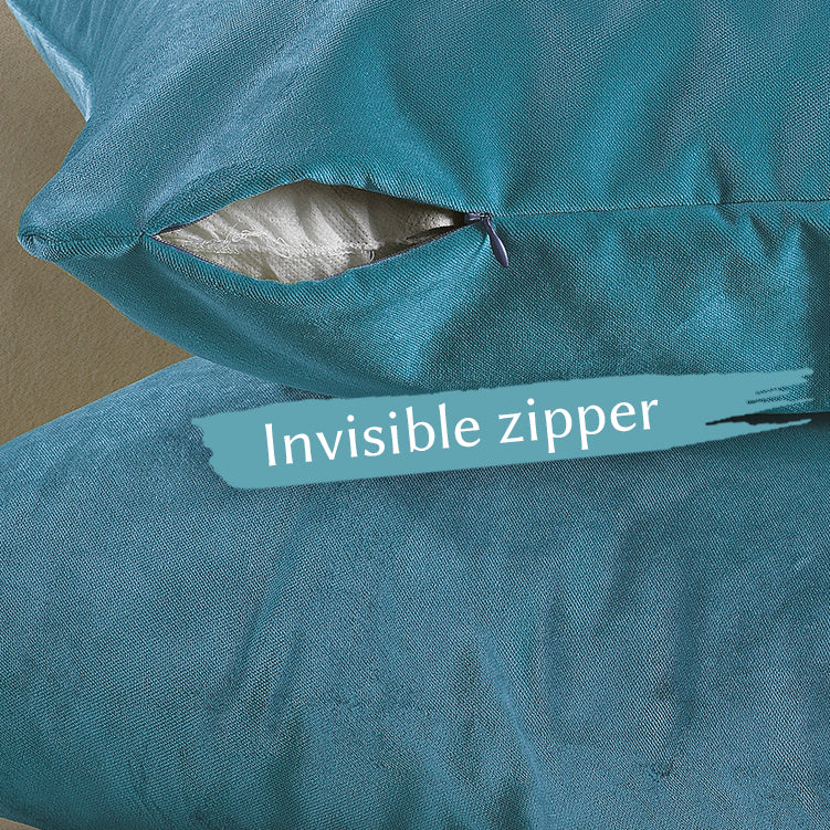 Matte Velvet Cushion Covers Set of 2 Hidden Zipper - Sky Blue