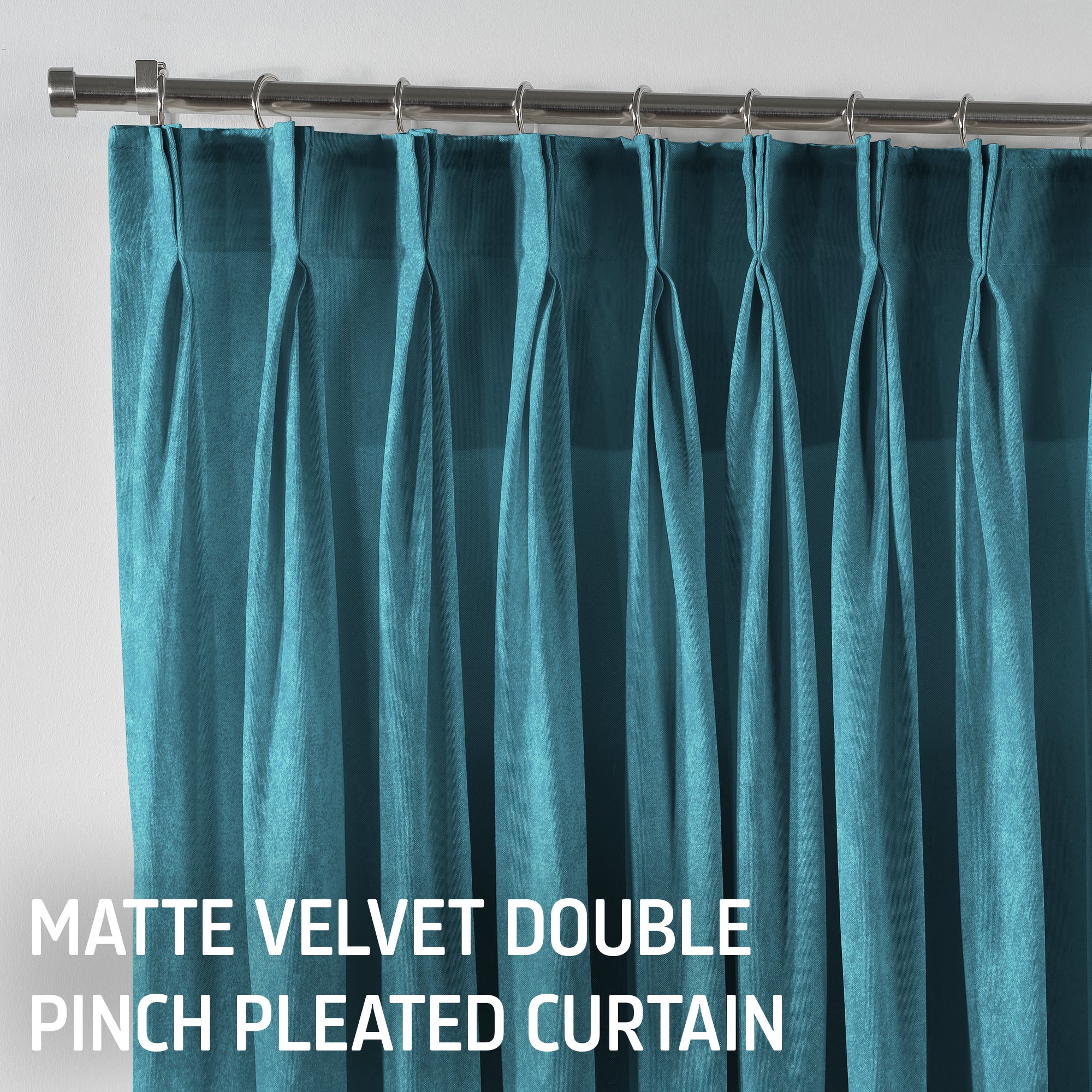 Matte Velvet Pinch Pleated Curtain Single Panel - Sky Blue