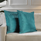 Matte Velvet Cushion Covers Set of 2 Hidden Zipper - Bluish Green