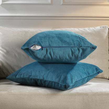 Matte Velvet Cushion Covers Set of 2 Hidden Zipper - Celestial Blue