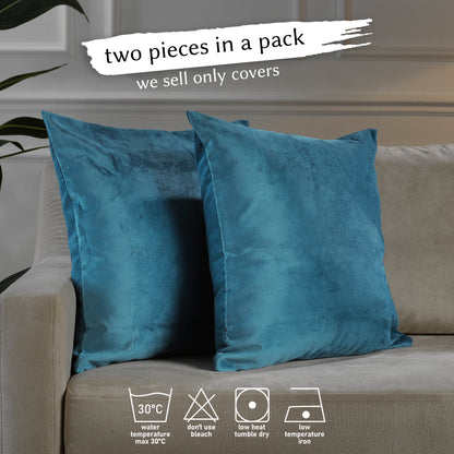 Matte Velvet Cushion Covers Set of 2 Hidden Zipper - Celestial Blue