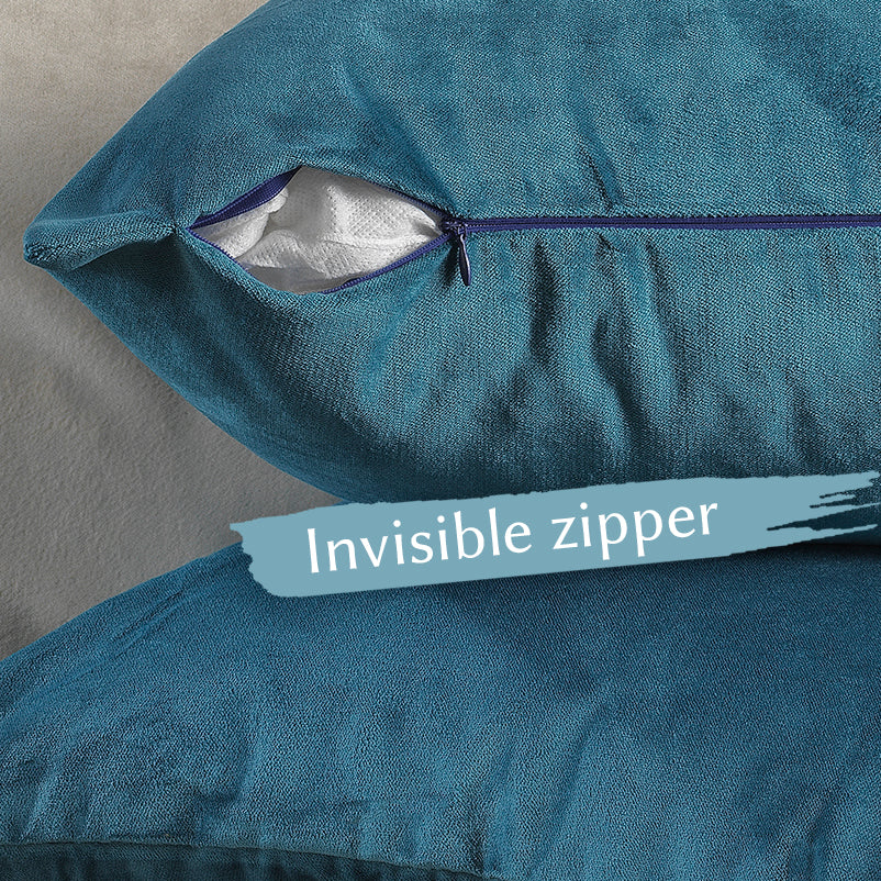 Matte Velvet Cushion Covers Set of 2 Hidden Zipper - Celestial Blue