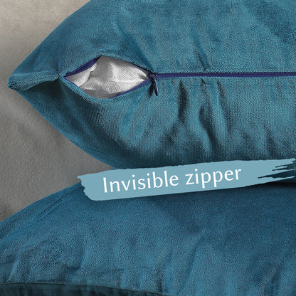 Matte Velvet Cushion Covers Set of 2 Hidden Zipper - Celestial Blue