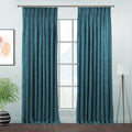 Matte Velvet Pinch Pleated Curtain Single Panel - Celestial Blue