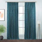 Matte Velvet Pinch Pleated Curtain Single Panel - Celestial Blue