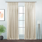 Matte Velvet Pinch Pleated Curtain Single Panel - Off White