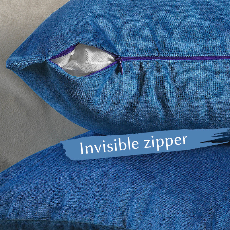 Matte Velvet Cushion Covers Set of 2 Hidden Zipper - Honolulu Blue