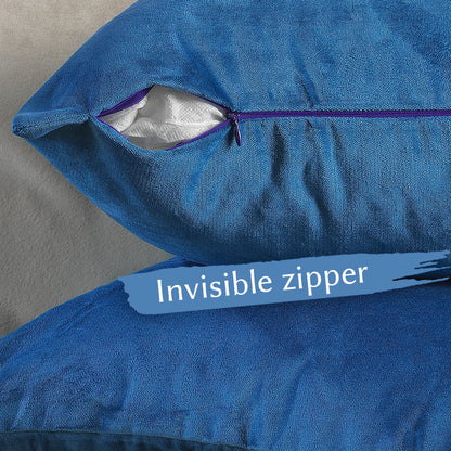 Matte Velvet Cushion Covers Set of 2 Hidden Zipper - Honolulu Blue