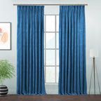 Matte Velvet Pinch Pleated Curtain Single Panel - Honolulu Blue