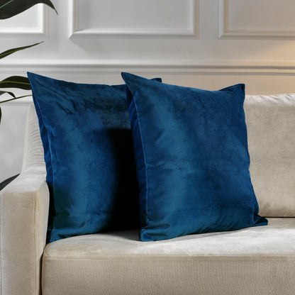 Matte Velvet Cushion Covers Set of 2 Hidden Zipper - Prussian